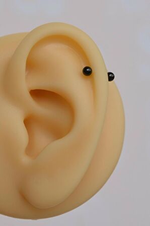 6 mm Siyah Renkli Çelik Toplu Piercing Tragus Helix Kıkırdak Lob Kaş