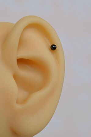 6 mm Siyah Renkli Çelik Toplu Piercing Tragus Helix Kıkırdak Lob Kaş