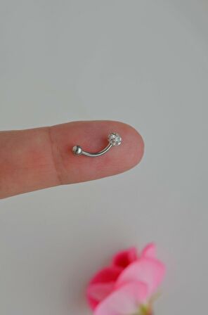 Çelik Taşlı Toplu Piercing 8 mm Rook Conch Helix Lob Kıkırdak