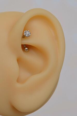Çelik Taşlı Toplu Piercing 8 mm Rook Conch Helix Lob Kıkırdak