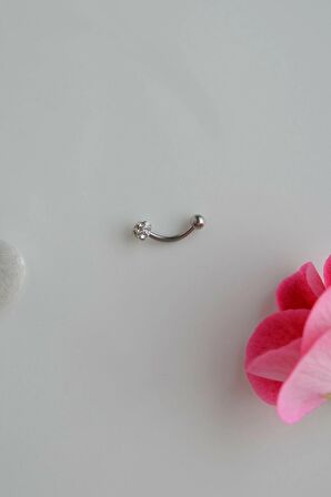 Çelik Taşlı Toplu Piercing 8 mm Rook Conch Helix Lob Kıkırdak