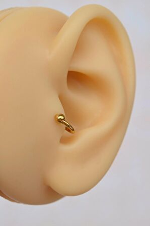 Mini Topçuklu Çelik Halka Piercing 6 mm Gold Renkli