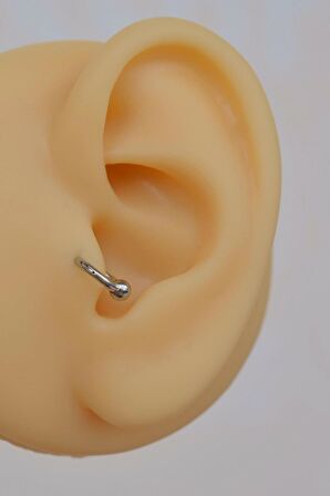 Mini Topçuklu Çelik Halka Piercing 6 mm Gümüş Renkli