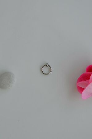 Mini Topçuklu Çelik Halka Piercing 6 mm Gümüş Renkli