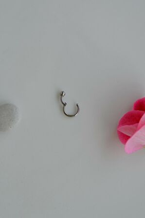 Mini Topçuklu Çelik Halka Piercing 6 mm Gümüş Renkli