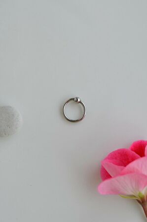 Mini Topçuklu Çelik Halka Piercing 8 mm Gümüş Renkli