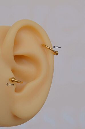 Mini Topçuklu Çelik Halka Piercing 8 mm Gümüş Renkli