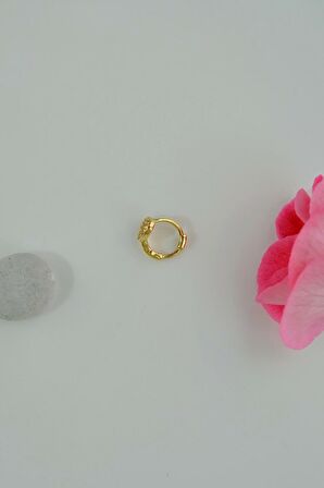Gold Halka Mini Kalpli Tragus Piercing Helix Kıkırdak Lob