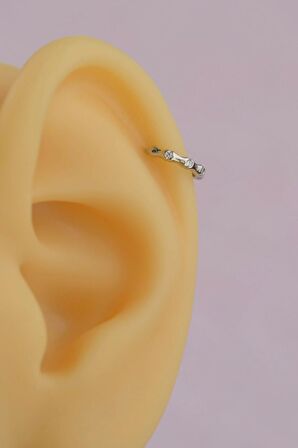 Gümüş Renk İnce Mini Halka Tragus Piercing Helix Kıkırdak Lob Daith Forward Helix