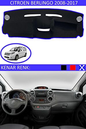 Citroen Berlingo 2008-2017 İçin Uygun Torpido Koruma Halısı Siyah Kenar Renk Siyah