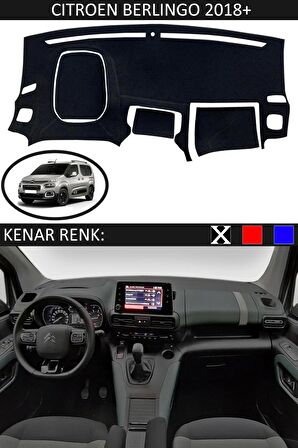 Citroen Berlingo İçin Uygun Torpido Koruma Halısı Siyah Kenar Renk Mavi