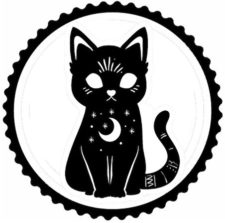 Kara Kedi Tasarım Sticker 50 x 50 cm