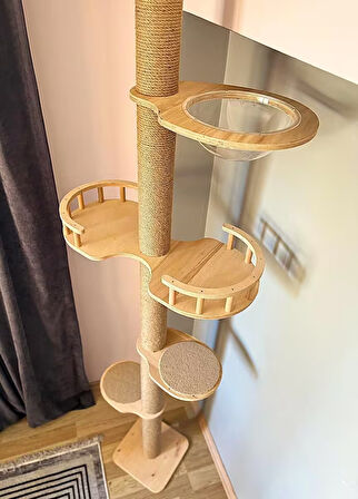 Kedi Kulesi, Kedi Oyun Kulesi, Kedi Tırmala Kulesi, Kedi Tırmalama Direği,Tavana Boyu Direk(demonte)