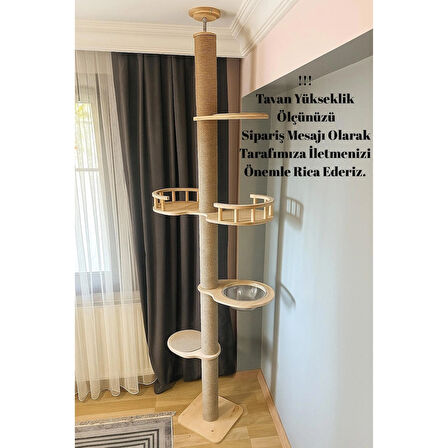 Kedi Kulesi, Kedi Oyun Kulesi, Kedi Tırmala Kulesi, Kedi Tırmalama Direği,Tavana Boyu Direk(demonte)