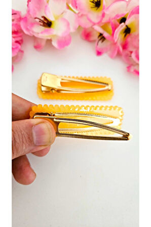 Tırtıklı Yan Toka Turuncu Renk 7 cm