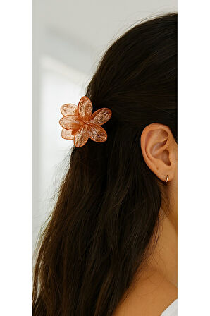 6 adet Simli Lotus Saç Tokası 6 Farklı Renk- 6 cm Orta Boy - Hafif ve Dayanıklı