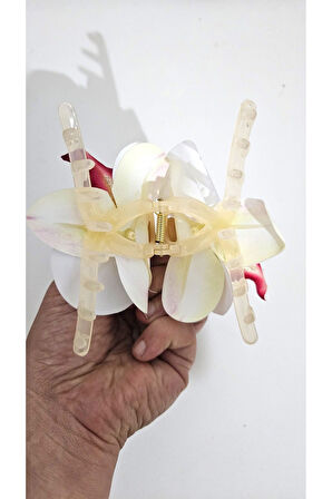 Orkide Çiçeği İncili Mandal Toka 10 cm Çift Taraflı 1 adet