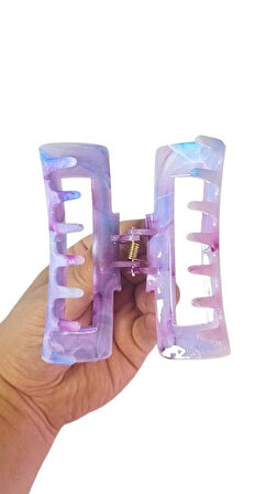 Mor Mermer Desenli Şık Kemik Mandal Toka 10 cm 