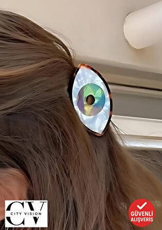 Nazar Boncuğu Tasarımlı Parlak Saç Tokası 7 cm