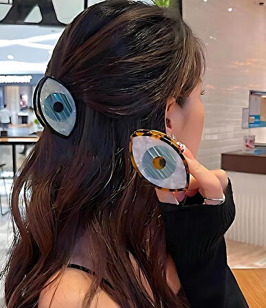Nazar Boncuğu Tasarımlı Parlak Saç Tokası 7 cm