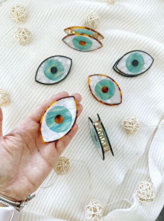 Nazar Boncuğu Tasarımlı Parlak Saç Tokası 7 cm