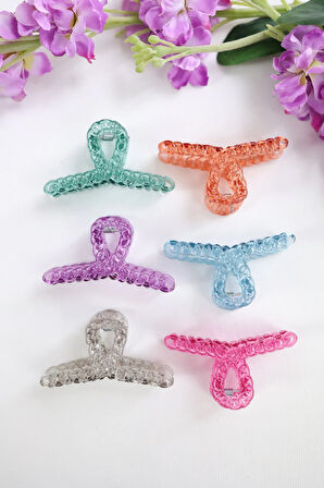 6 adet Kurdele Saç Tokası 6 Farklı Renk- 8 cm Orta Boy - Hafif ve Dayanıklı