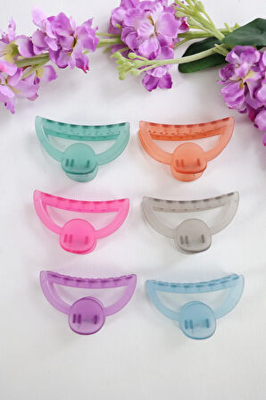 6 adet Kadın Oval Buzlu Soft Touch Mandal Toka Orta Boy 8 cm