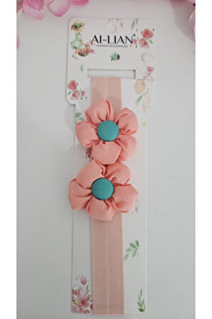 Çift Çiçekli İncili Çocuk & Bebek Saç Bandı - Özel Gün - Günlük Kullanım