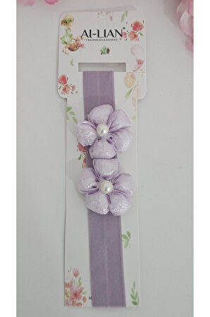 Çift Çiçekli İncili Çocuk & Bebek Saç Bandı - Özel Gün - Günlük Kullanım