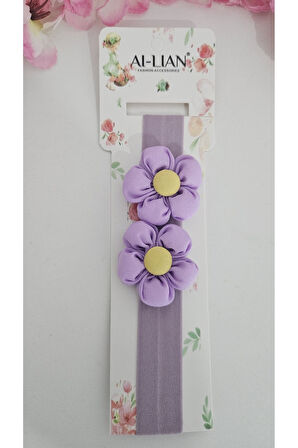 Çift Çiçekli İncili Çocuk & Bebek Saç Bandı - Özel Gün - Günlük Kullanım