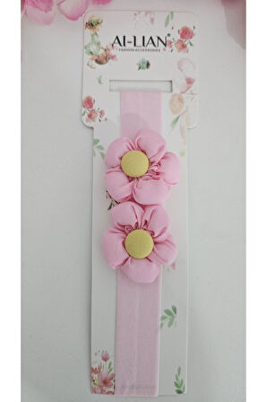 Çift Çiçekli İncili Çocuk & Bebek Saç Bandı - Özel Gün - Günlük Kullanım