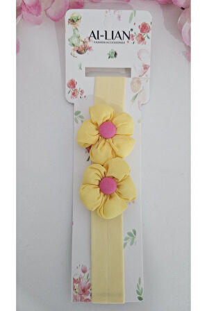 Çift Çiçekli İncili Çocuk & Bebek Saç Bandı - Özel Gün - Günlük Kullanım