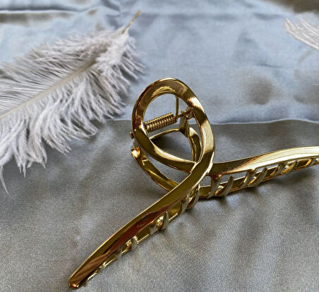 Altın Renk 11 cm Büyük Boy Metal Mandal Saç Tokası – Güçlü ve Şık