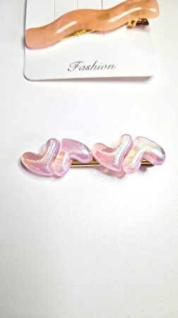 4'lü Kalp Tasarımlı Pembe Altın Renk Saç Tokası Seti – 6 cm