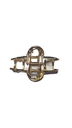 Taşlı Altın Renk Çift Taraflı Metal Mandal Saç Tokası 4 cm Küçük Boy