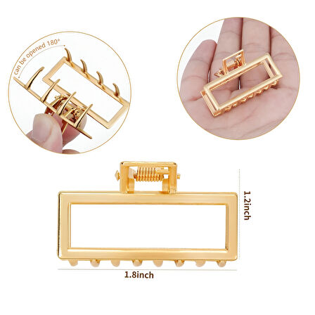 Altın Renk Metal Dikdörtgen Mandal Saç Tokası Küçük Boy 4 cm – Şık ve Dayanıklı