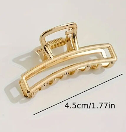 Altın Renk Dikdörtgen Metal Mandal Saç Tokası 4,5 cm Küçük Boy– Şık ve Dayanıklı Toka