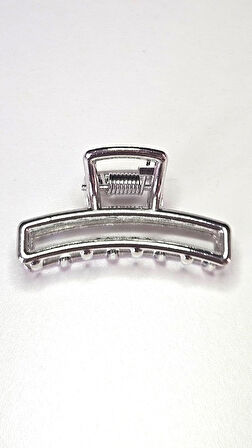 Gümüş Renk Dikdörtgen Metal Mandal Saç Tokası 4,5 cm Küçük Boy– Şık ve Dayanıklı Toka