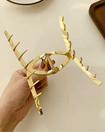 Kahverengi Renk Altın Metal Mandal Toka 11 cm Büyük Boy – Güçlü ve Şık