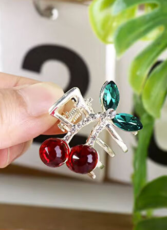 Taşlı Kiraz Model Metal Küçük Boy 3 cm Mandal Toka