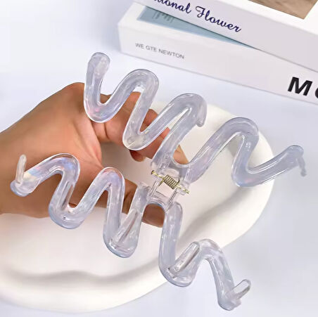 Dalga Model Mavi Renk Asetat 10,5 cm Lüks Mandal Toka
