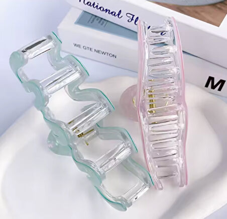 Dalga Model Mavi Renk Asetat 10,5 cm Lüks Mandal Toka