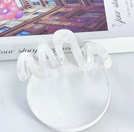 Dalga Model Beyaz Renk Asetat 10,5 cm Lüks Mandal Toka