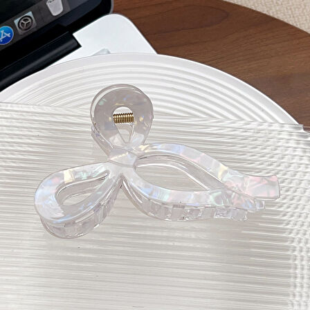 Fiyonk Model Beyaz Renk 11 cm Asetat Mandal Toka