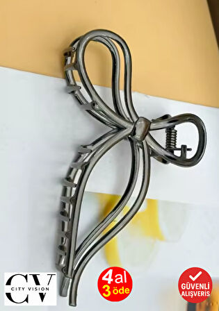 Siyah Renk Metal Fiyonk Model Saç Tokası 11 cm