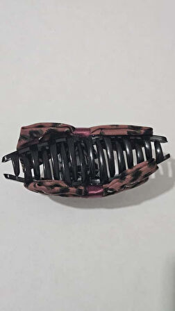 Simli Leopar Desenli Bordo Renk Fiyonk Mandal Toka 11 cm