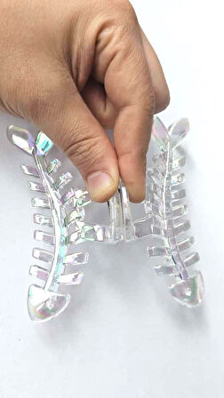 Parlak Beyaz Renk Balık Model Mandal Saç Tokası 10 cm