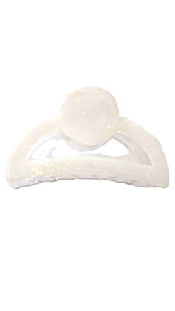 Beyaz Parıltılı Oval Model Asetat Mandal Saç Tokası 9 cm – Şık ve Dayanıklı 