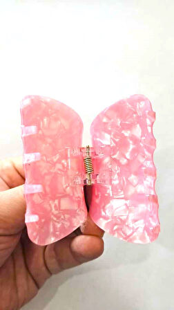 Pembe Parıltılı Denizkabuğu Model Asetat Mandal Saç Tokası 7 cm – Şık ve Dayanıklı 