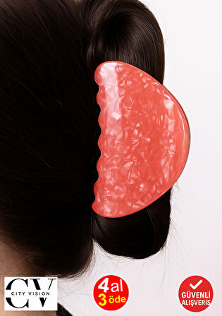 Kırmızı Parıltılı Denizkabuğu Model Asetat Mandal Saç Tokası 7 cm – Şık ve Dayanıklı 